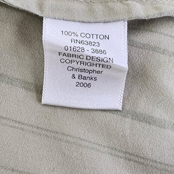 Christopher & Banks Green striped embroidered Buttoned Up Blouse W Size Small - Picture 8 of 10